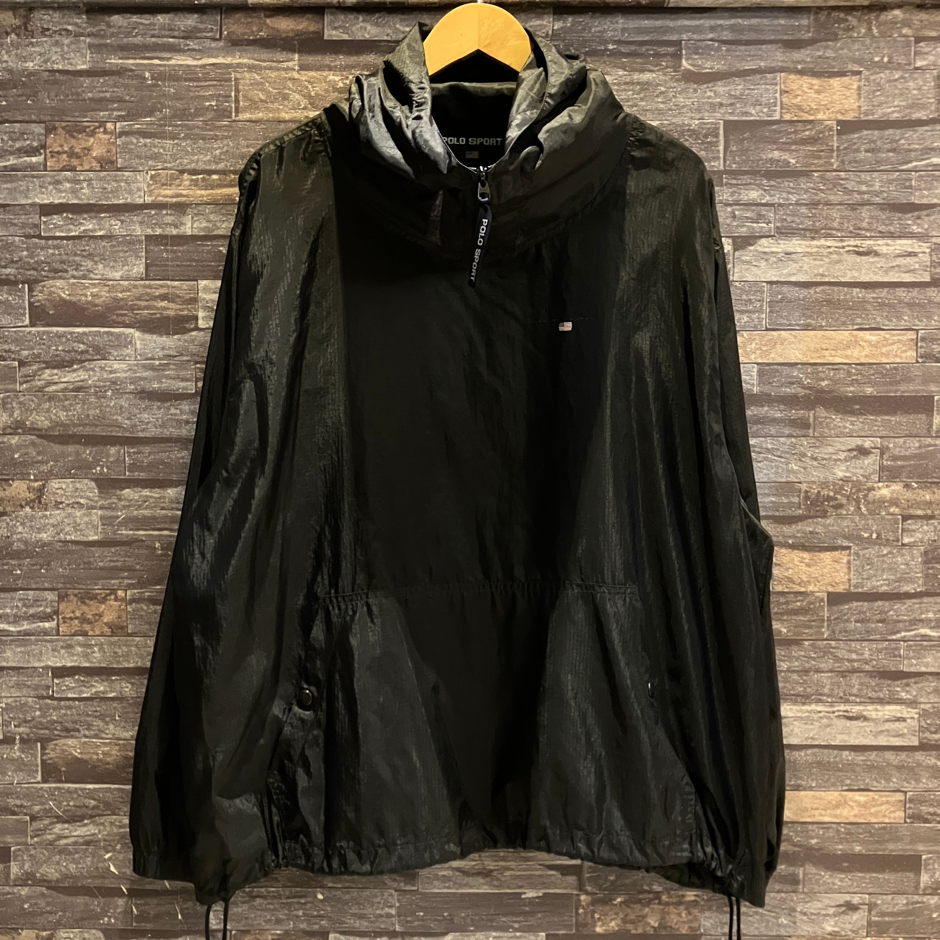 トップス 90s POLO SPORT  Parka Anorak Vintage POLO SPORT RIPSTOP NYLON ANORAK PARKA BLACK 1990'S OLD | safarionline