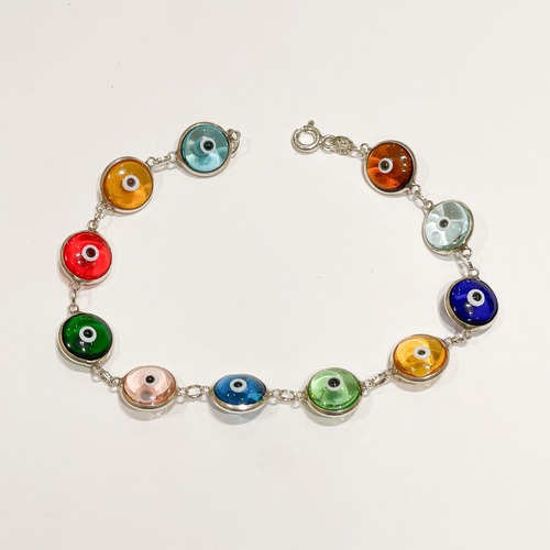 Vintage 925 Silver Multi Color Evil Eye Bracelet