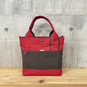 人気No.1.▽Bi Color Tote "M"【濃赤×濃茶】