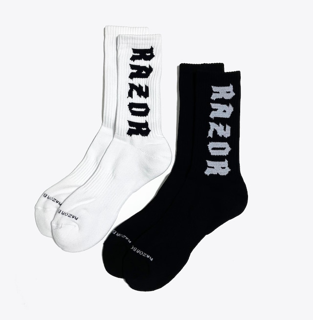 RAZOR CREWSOCKS（WHITE,BLACK-2P）