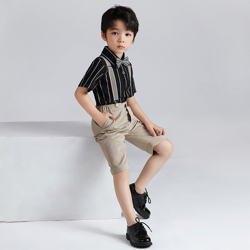 90-150cm【男の子スーツ】キッズフォーマル4点セット ベスト シャツ 半