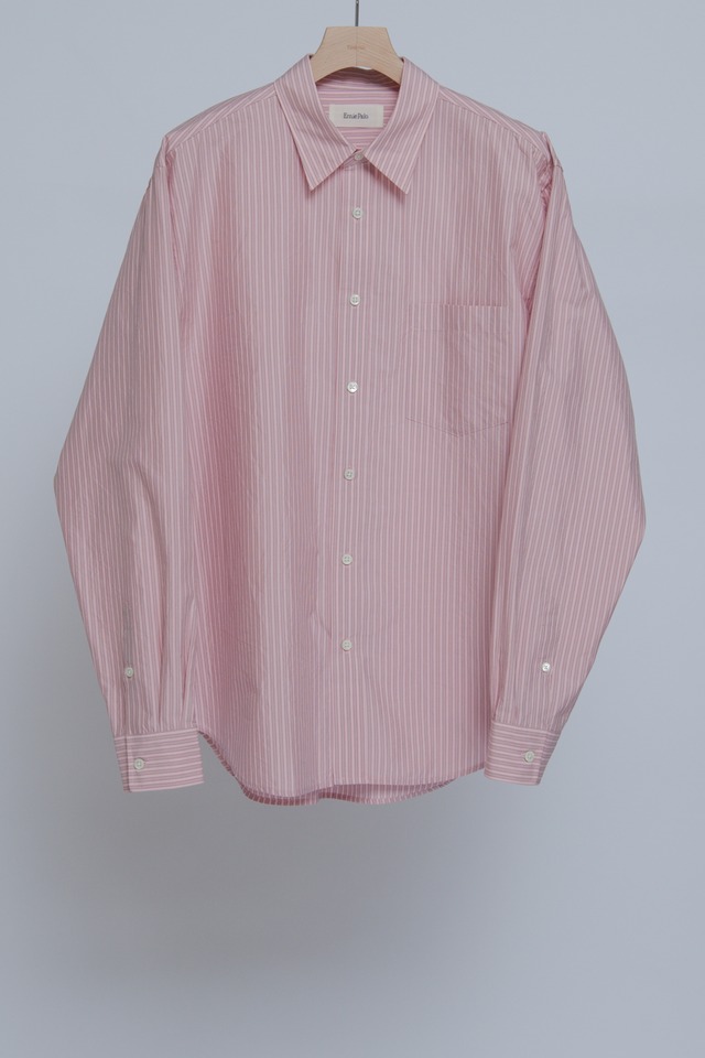 Silk Cotton Stripe Shirt - Pink