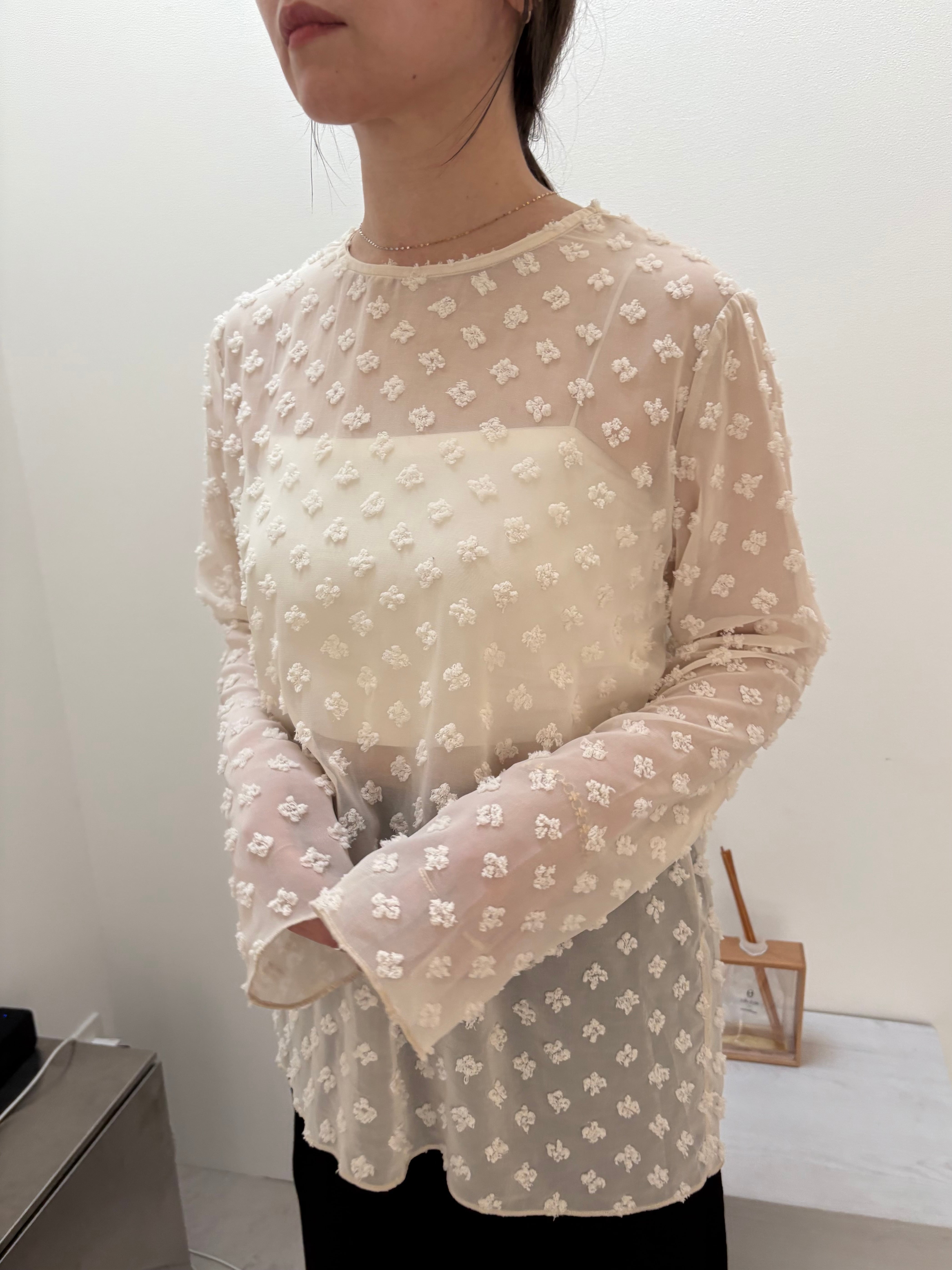 see-through jaguard blouse