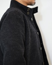 kujaku - Box Silhouette Wool Jacket :Black|二重織り/裏起毛“表使い”/バイオウォッシュ