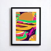 Hamburger Abstract|ハンバーガーをモチーフにしたモダンポップアートポスター|ユーモアとデザイン性で空間を楽しく彩るインテリアA2ポスター