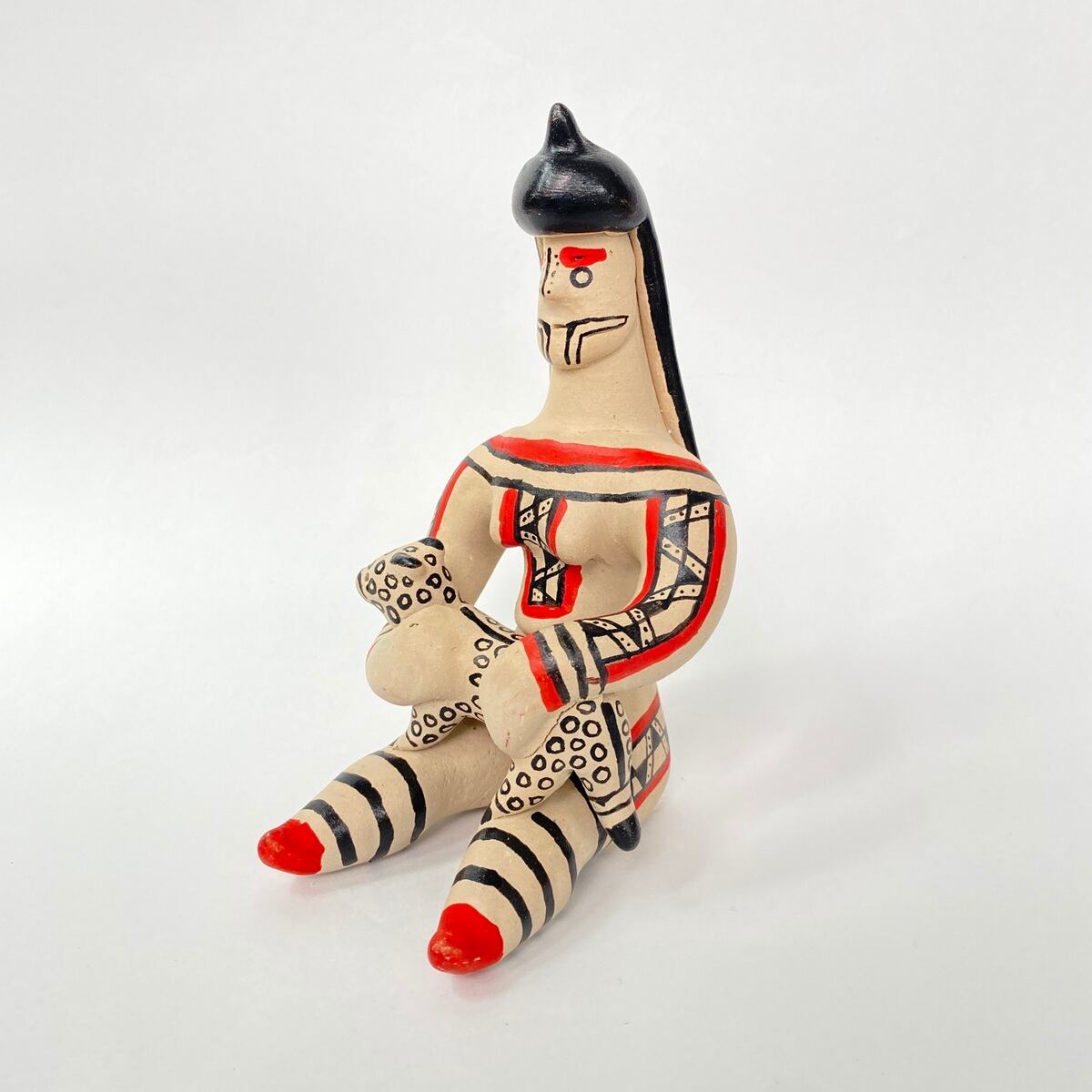 ブラジル カラジャ族 陶器 BONECA 人とジャガー(2) | Coloridas