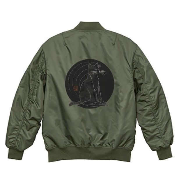 「静寂をまとう江戸猫 」MA1ジャケット（中綿入）/"Edo Cats in Silence" MA1 Jacket (padded)