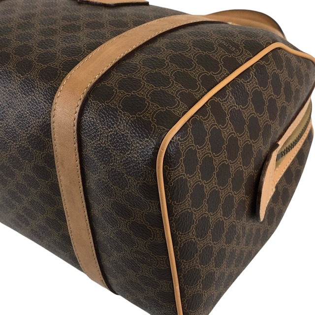 CELINE セリーヌ マカダム ショルダーバッグ ブラウン ブラゾン型押し PVCレザー 2way ボストンバッグ vintage ヴィンテージ オールド 7swdyz