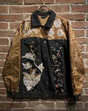 【Caka act3】Jacquard × Denim Swiching Vintage Tracker  Jacket