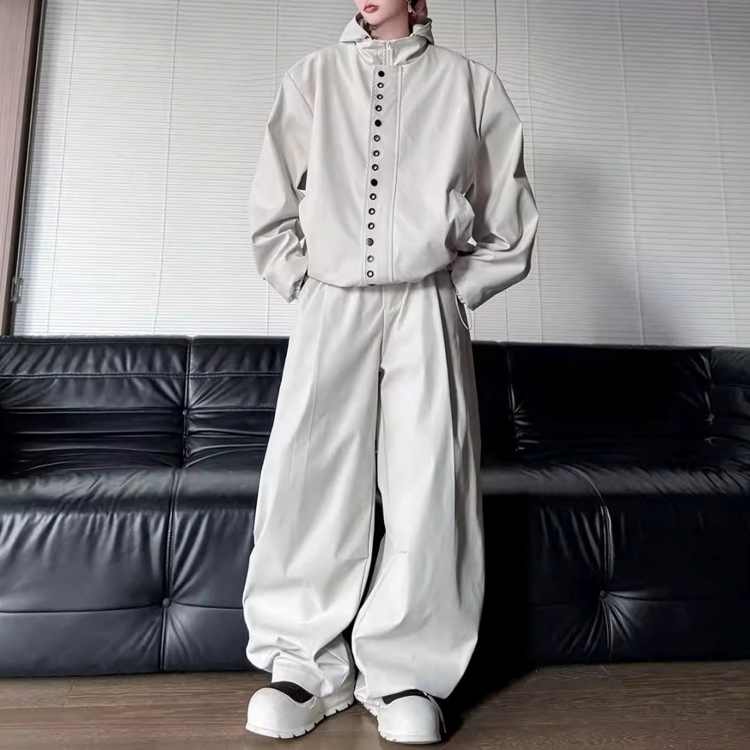 テックデザイン フーディジャケット&ワイドパンツセットアップ 2カラー D12214