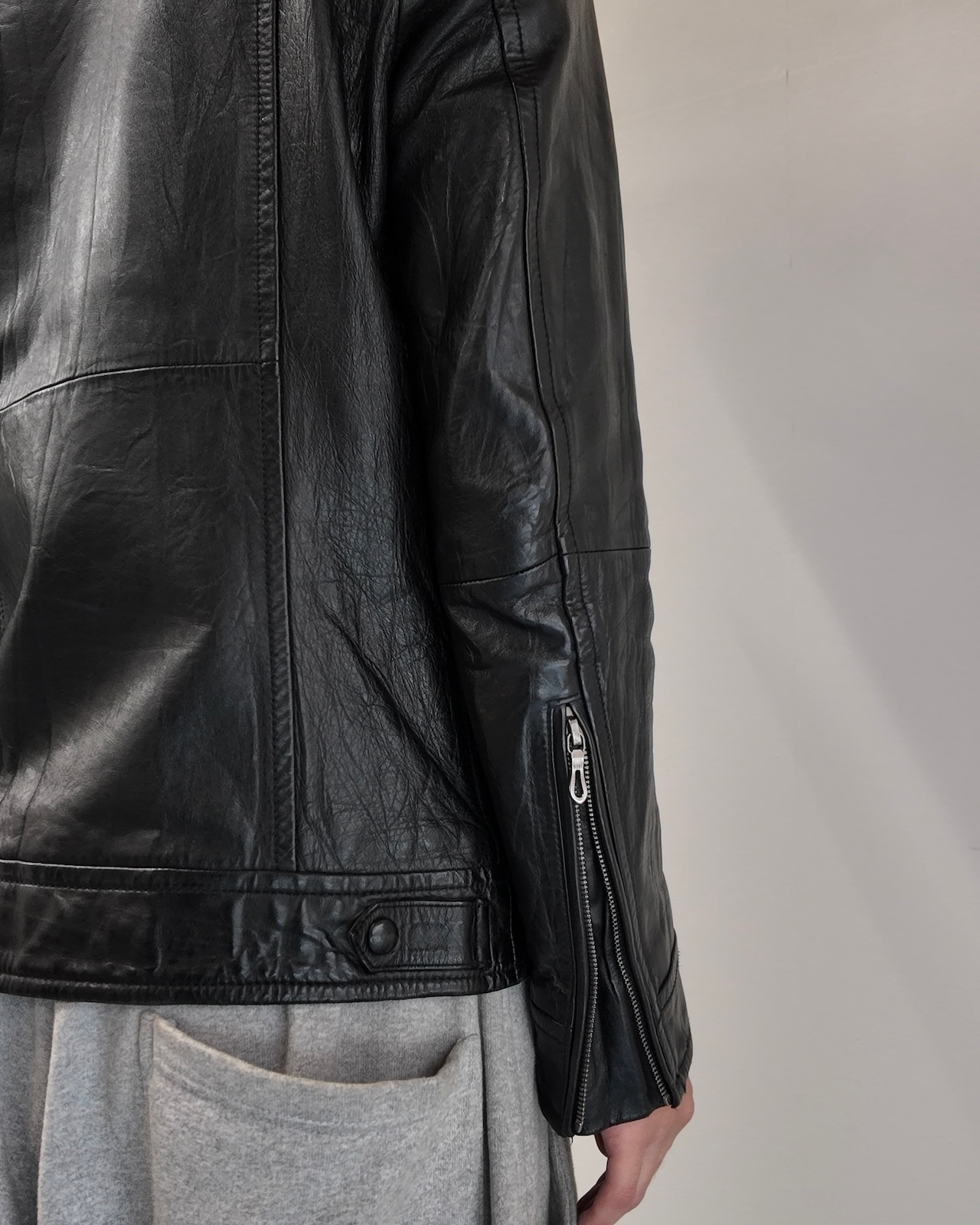 【5351 Pour HOMMES】curve seam leather jacket