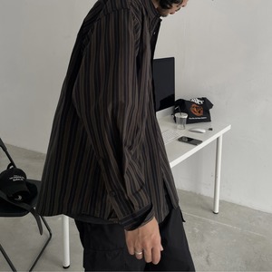 Stripe pattern oversized shirt 0133