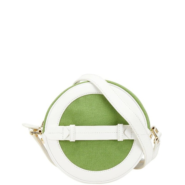 トリーバーチ ショルダーバッグ クロスボディバッグ グリーン ホワイト キャンバス レザー レディース Tory Burch 【中古】
