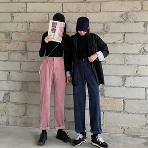 【送料無料】レディース パンツ コーデュロイ ルーズ ボトムス ズボン ストレート ワイド ハイウエスト 2カラー ロールアップ カラーパンツ ワイドパンツ 大人可愛い ママコーデ ママファッション 韓国 オルチャンファッション 人気 トレンド 新作 20代 30代 40代 きれいめ レトロ シンプル 定番 スタイリッシュ お出かけ デート おしゃれ 通勤 通学 オフィス OL デイリー カジュアル フェミニン シック 体型カバー 着痩せ 着回し インスタ映え 秋 冬 CO1942