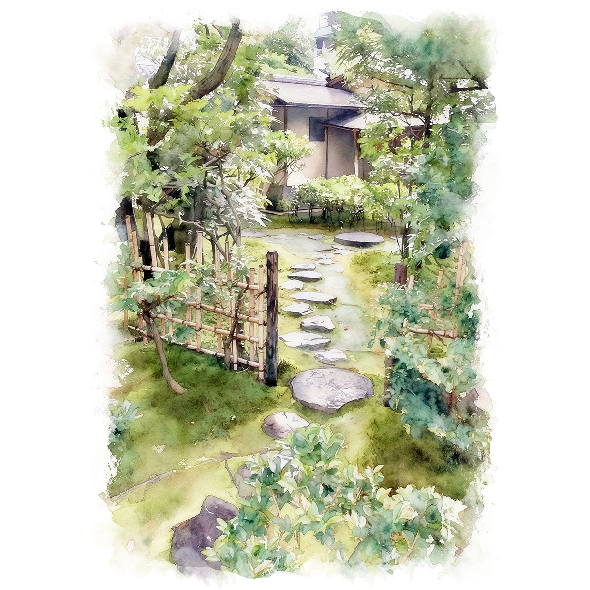 絵画 日本 風景画(街並み)京都 嵐山 大河内山荘庭園 インテリアアート 