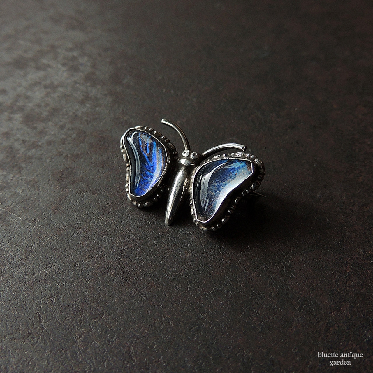 アンティークジュエリー シルバー モルフォ蝶 タイニーブローチ(バタフライタイプ)