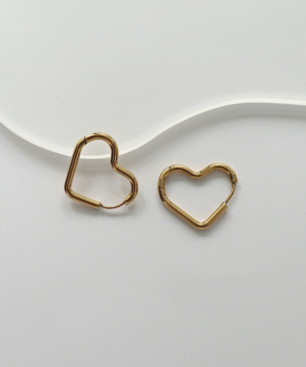 【SELECT】サージカルステンレス 316L ハート フープピアス / 金属アレルギー対応