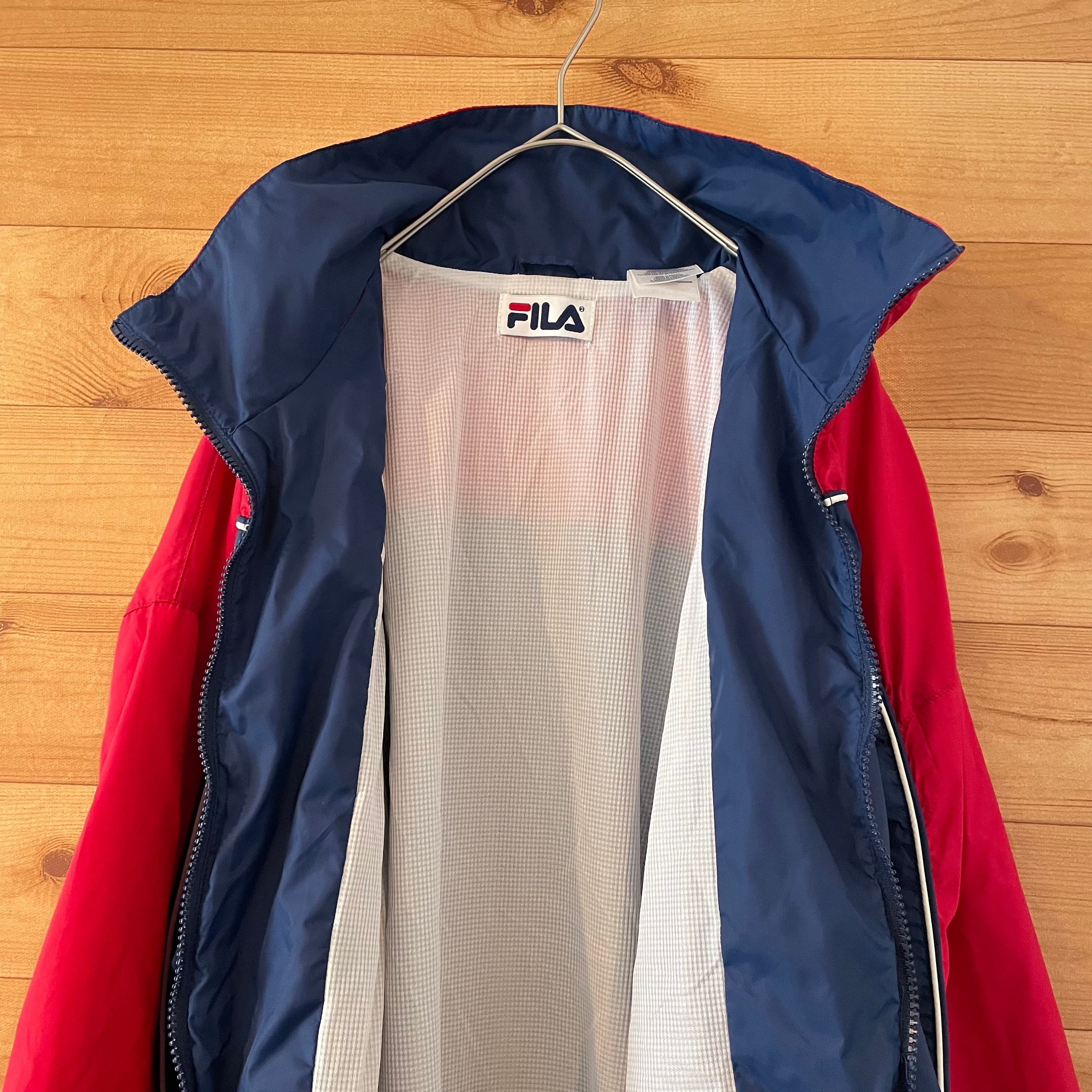 FILA フィラ　ナイロン　ジャケット　青　刺繍ロゴ　長袖