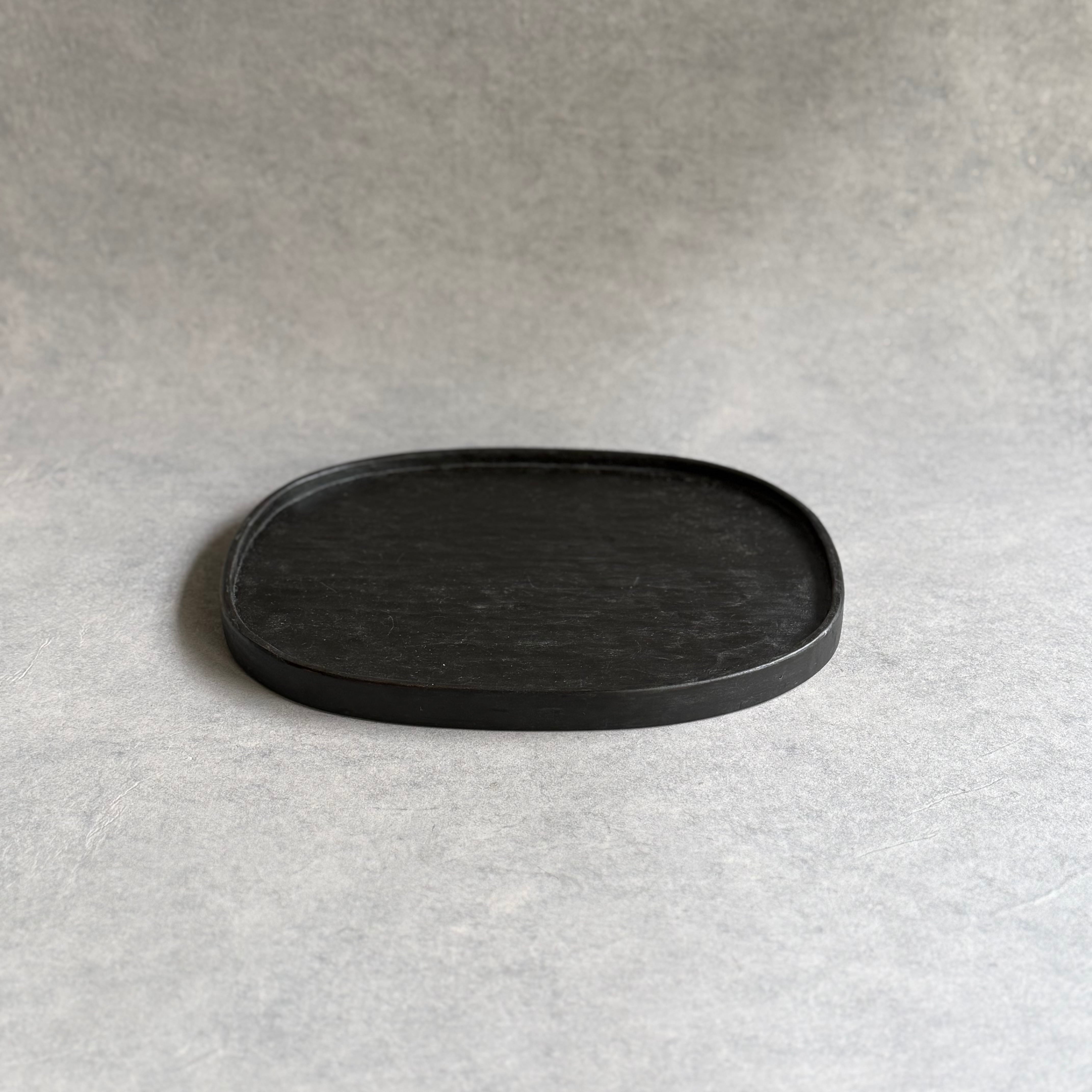 村上圭一 サクラ 黒錆漆彫目楕円盆 260*210/270*205*h18