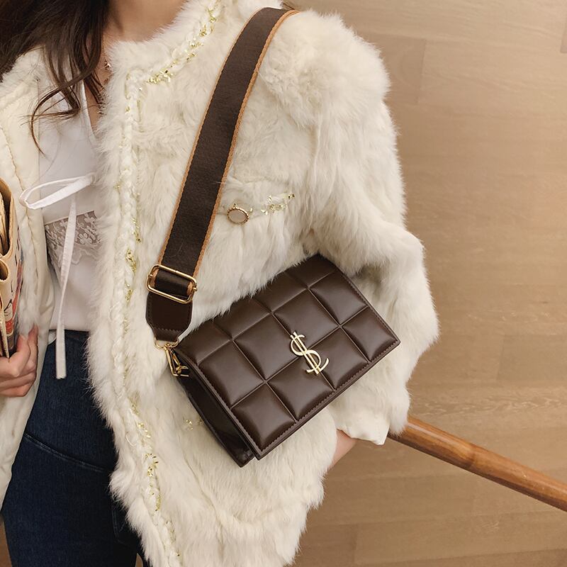 オータムウィンターレッド格子柄 秋物 冬物 スクウェア メッセンジャーバッグ Tiancai_Wing_Bag4136425654