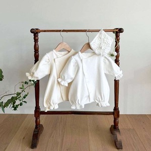 【秋作】ピュアカラーフリル袖ロンパース　全2色