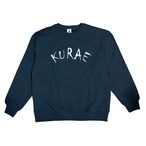 KURAEスウェット クラックプリント12.7オンス ヘヴィーウェイト クルーネックBlack