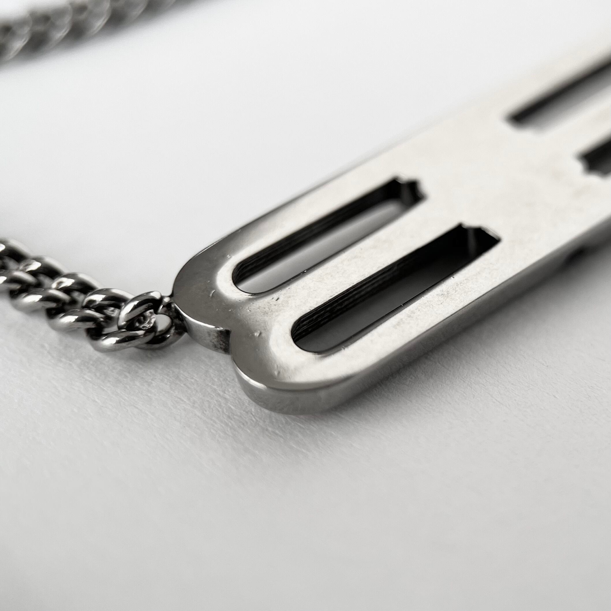 BALENCIAGA BB Icon Necklace Brass Antique Silver | BRAND RESORT