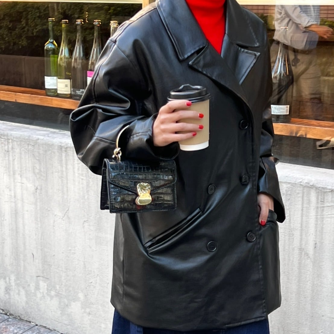 フェイクレザーオーバーサイズダブルジャケット_LN01608 | lanan(ラナン)