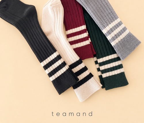 team［取寄］three line rib knee socks (5set)