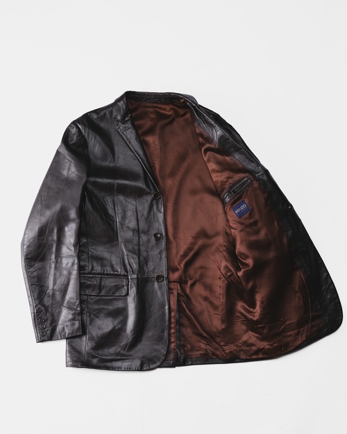 [1990s] "KENZO HOMME" Calf Leather 3B Tailored Jacket (Made in Italy)