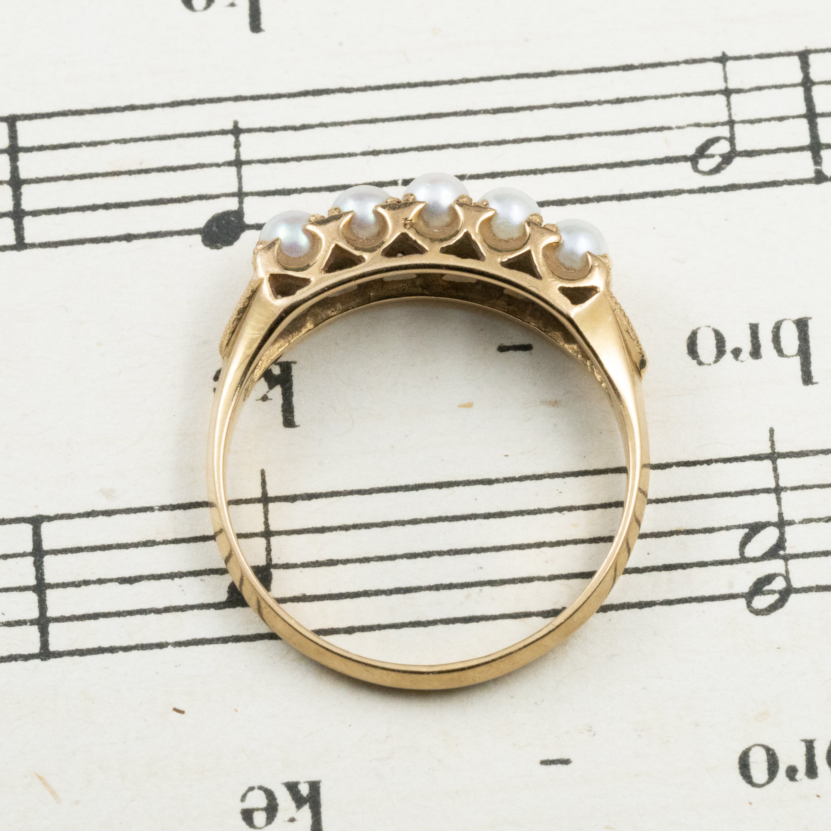 日本の作品】昭和レトロ 一文字 デザイン ヴィンテージ K18 パール