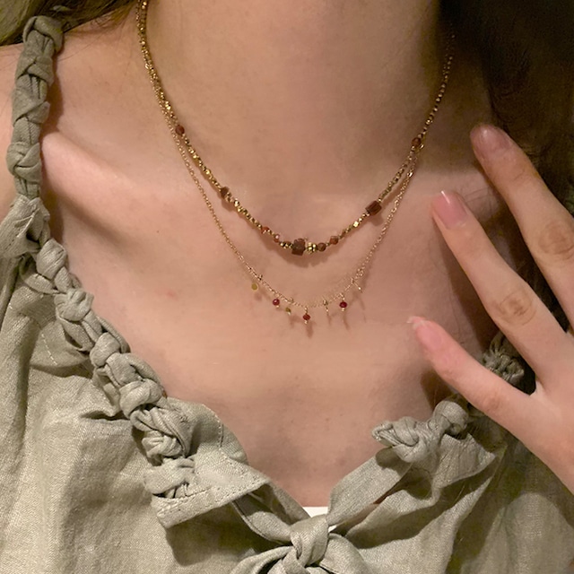 Somedayif中古2層重ね天然石ネックレス