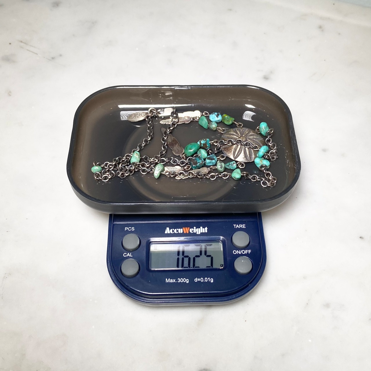 RALPH LAUREN silver necklace set with turquoise "dream catcher"