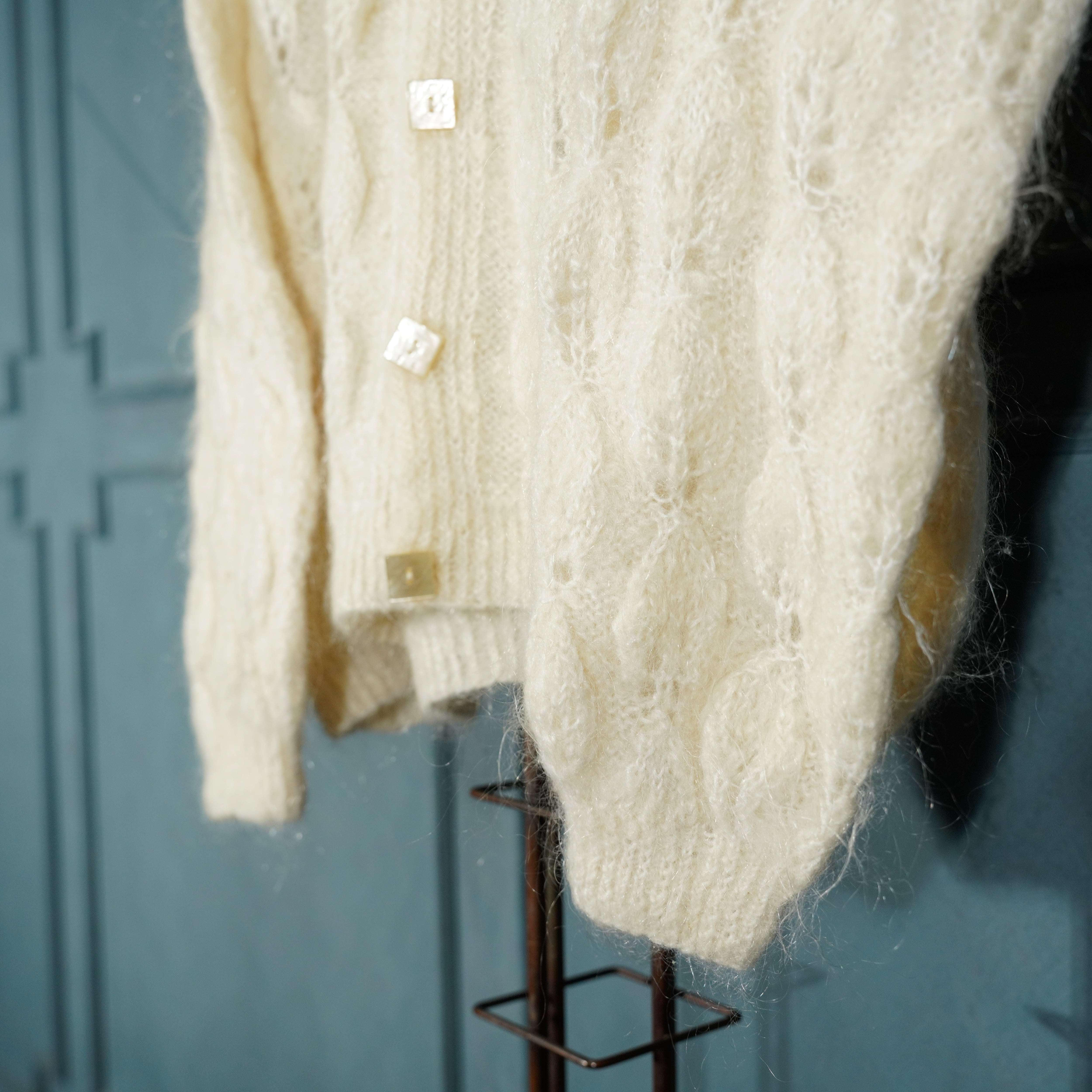 USA VINTAGE CABLE DESIGN MOHAIR KNIT CARDIGAN/アメリカ古着ケーブル