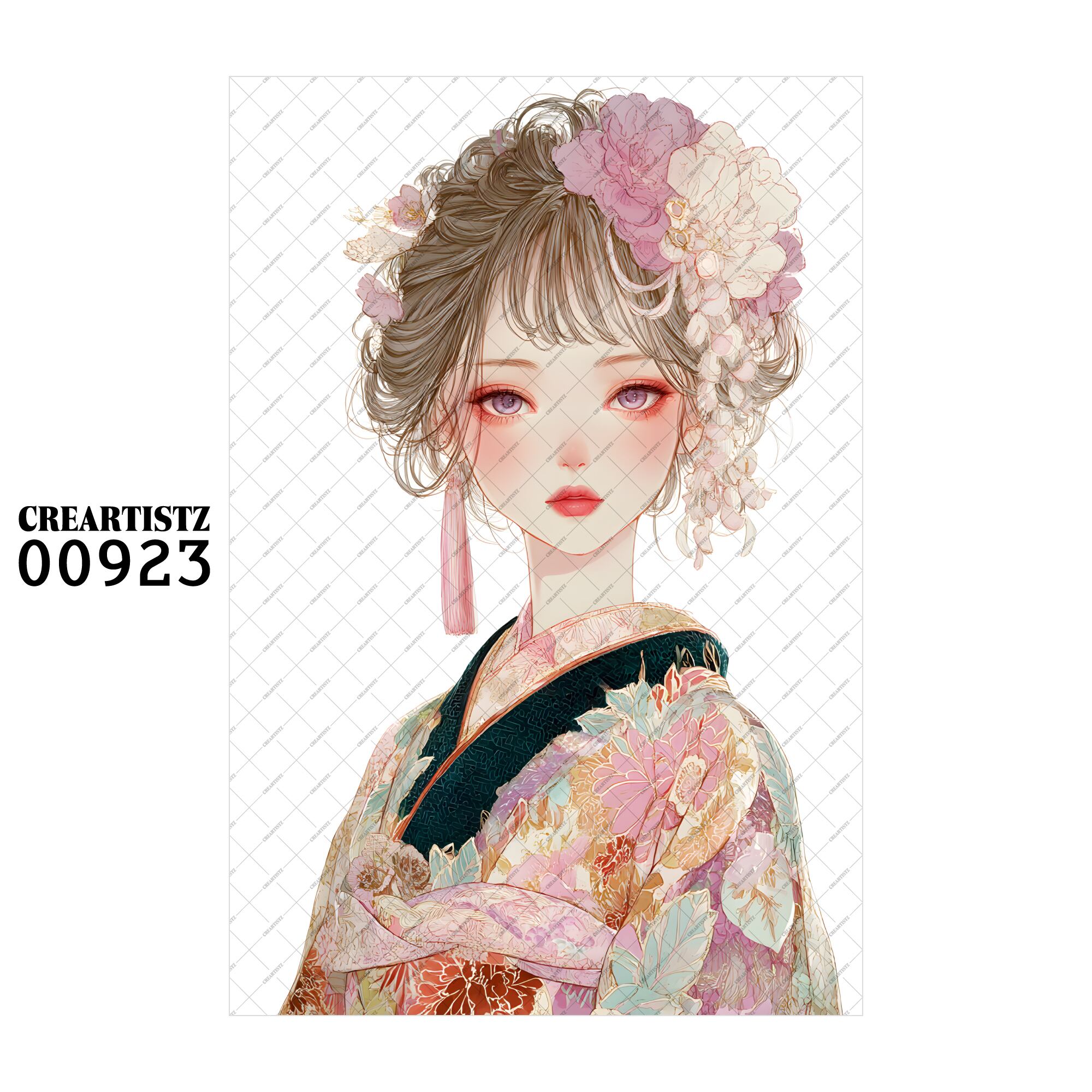 00923 ガール キュート オリジナル ペーパー/ステッカー 4枚セット CREARTISTZ