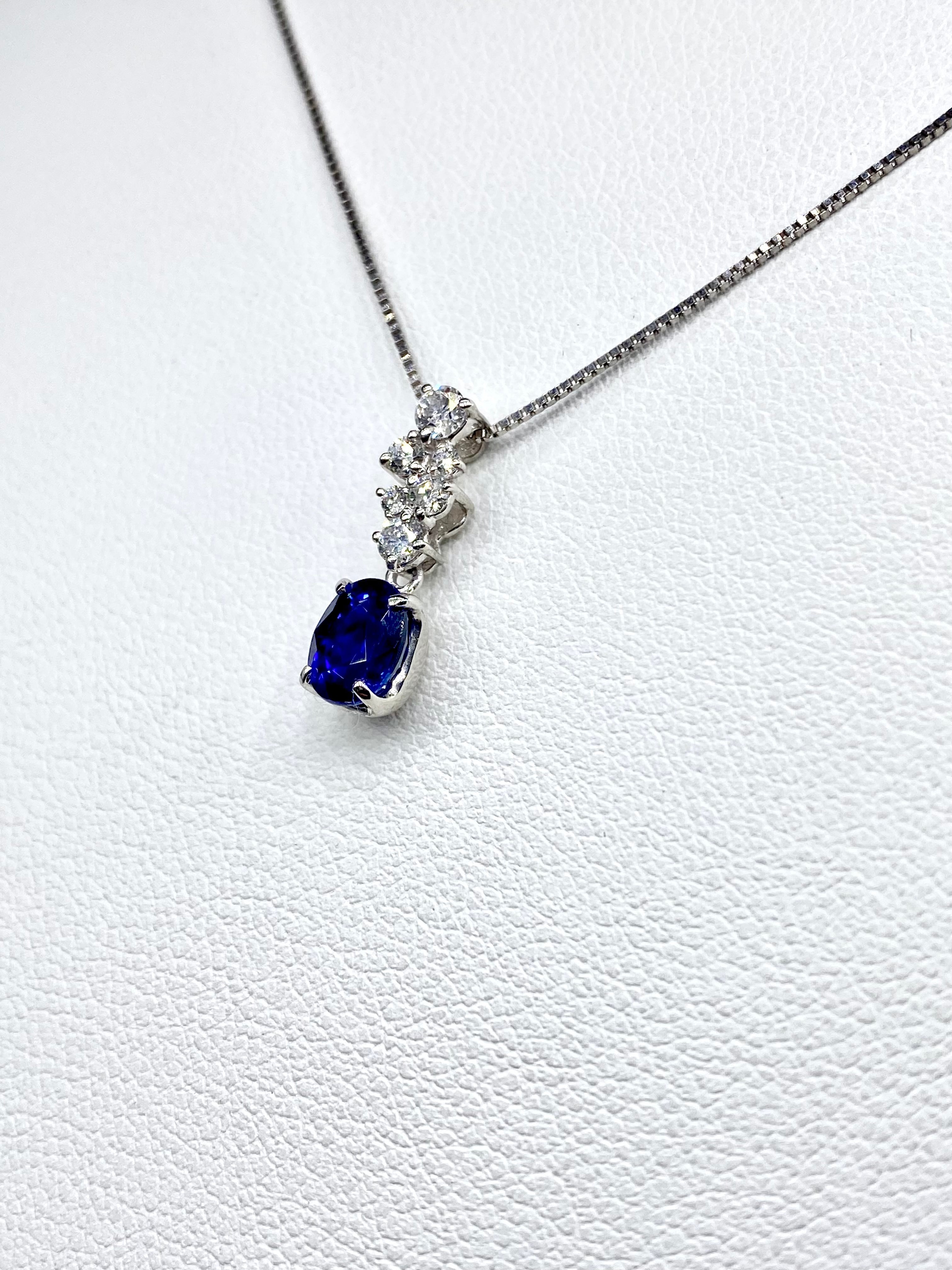 K18WG/Pt900 サファイア・ダイヤモンド ネックレス 品番c23-140 K18WG/Pt900 サファイア・ダイヤモンド ネックレス 品番c23-140
