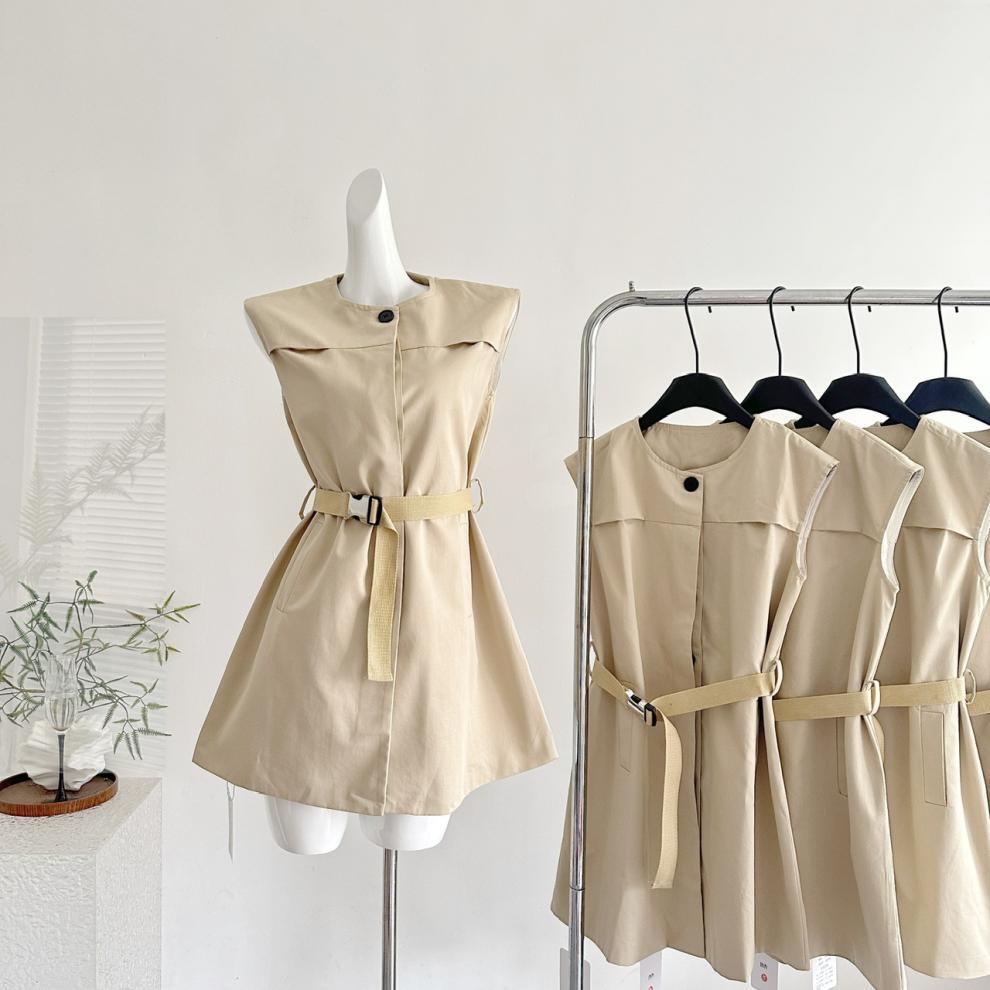 【dress】ノースリーブワンピースベルト付き M33058