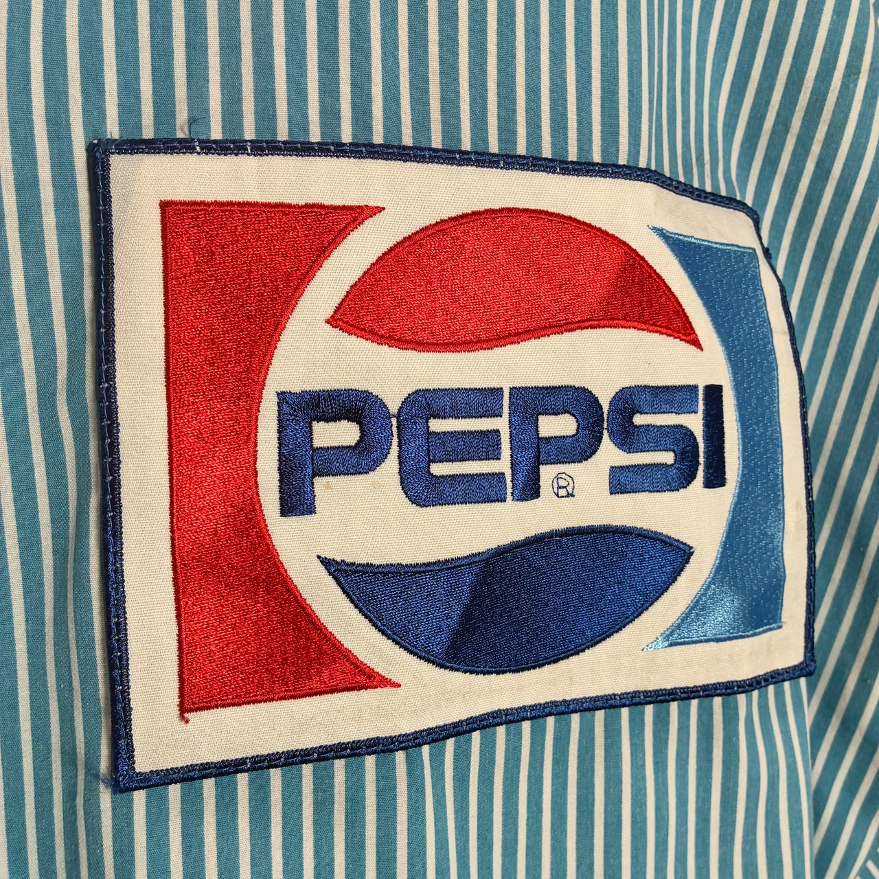 80s USA製 PEPSI ストライプワークシャツ 企業 ペプシ
