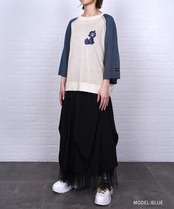 ベアープリントシアーニットTOPS (BLUE)　CQ-48148H