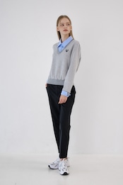 GOXO ゴーエックスオー スマイルハートシャツVネックマンツーマン メランジグレー