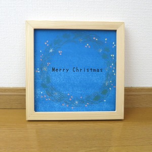 【日本画ポスター】クリスマスリース（ブルー）　クリスマス　インテリアアート