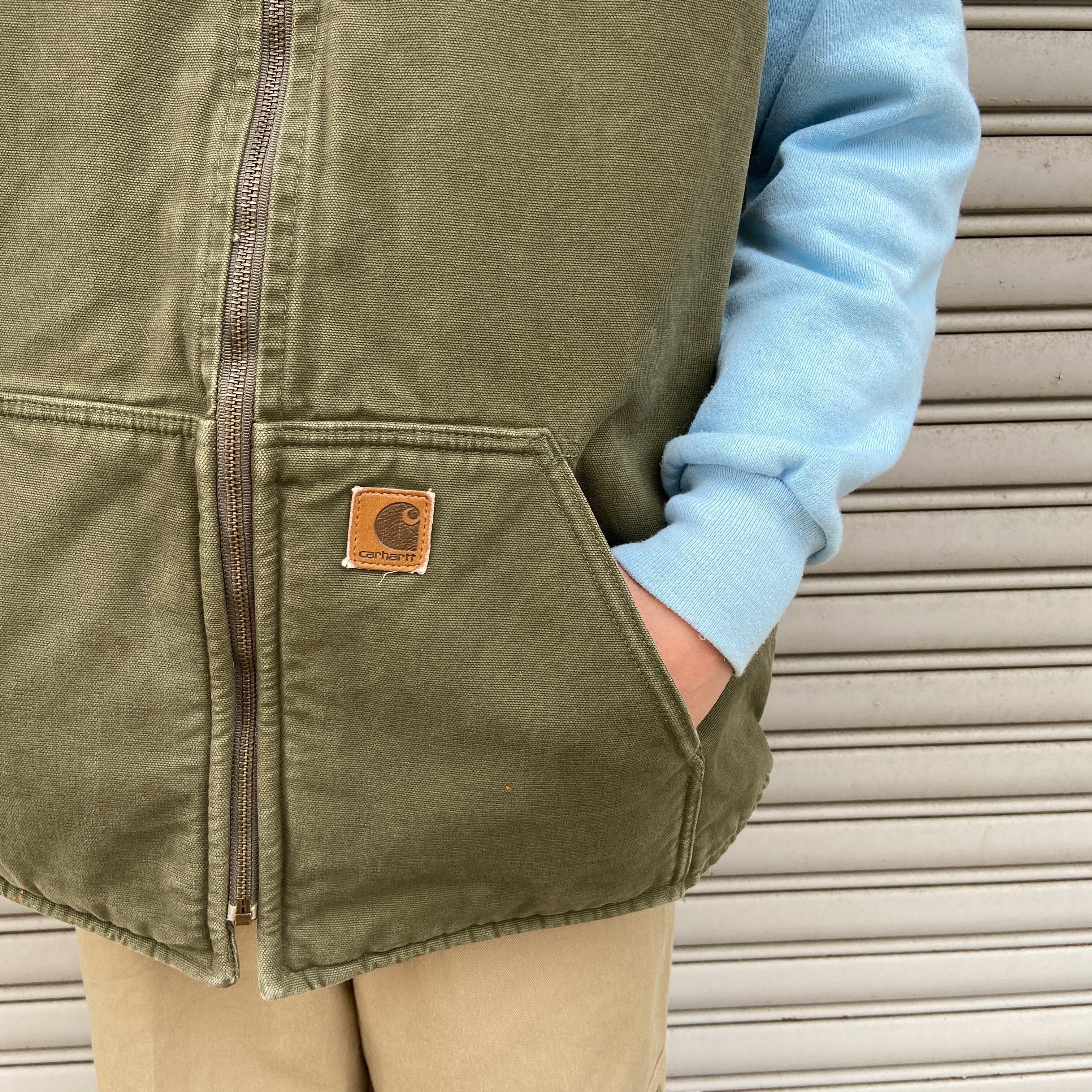 carhartt カーハート ダックベスト V26 カーキ ボアライナー XL | 古着