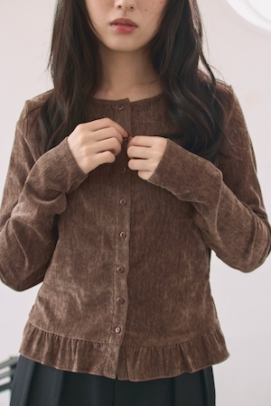 AM670901 velour frill cardigan