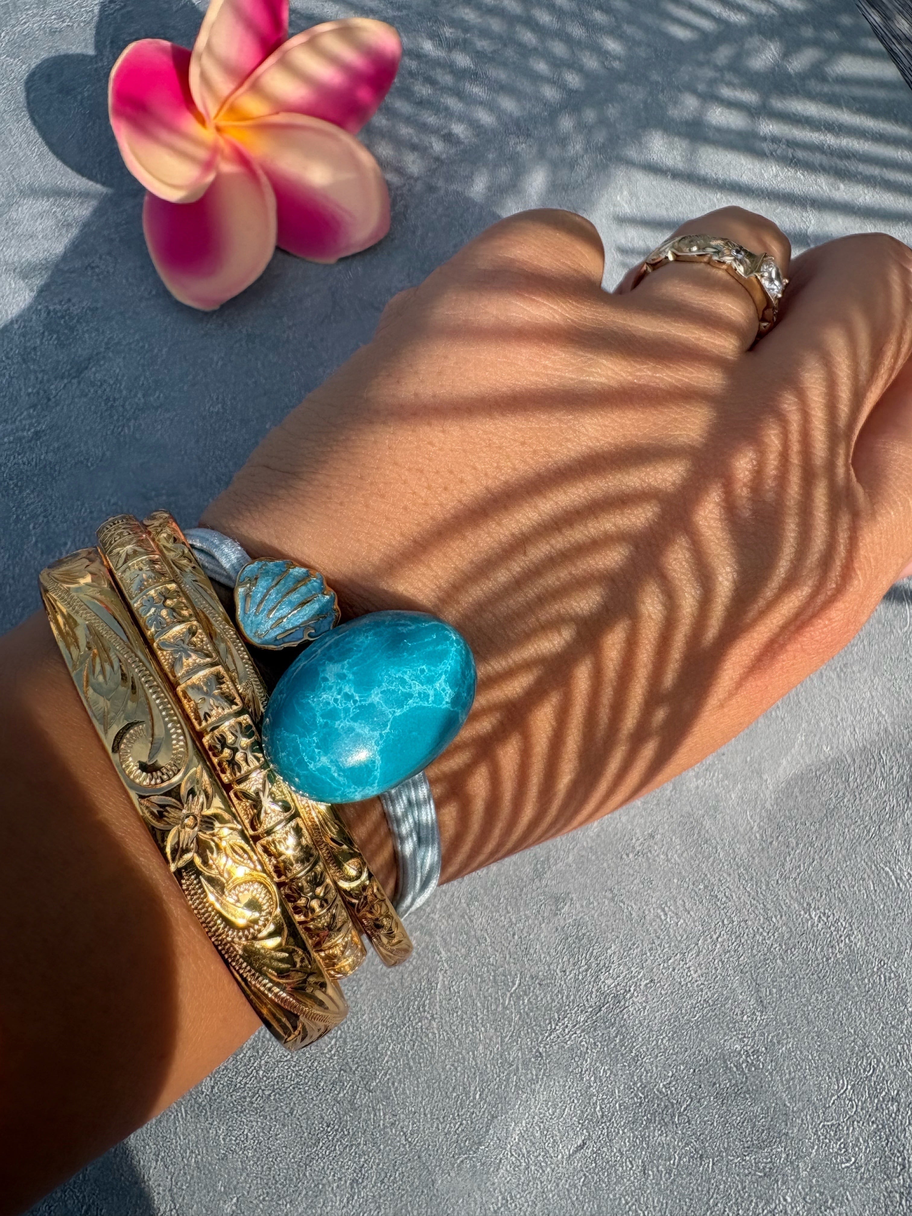 Ocean Blue Jade hair accessory(オーシャンブルージェイドヘアゴム