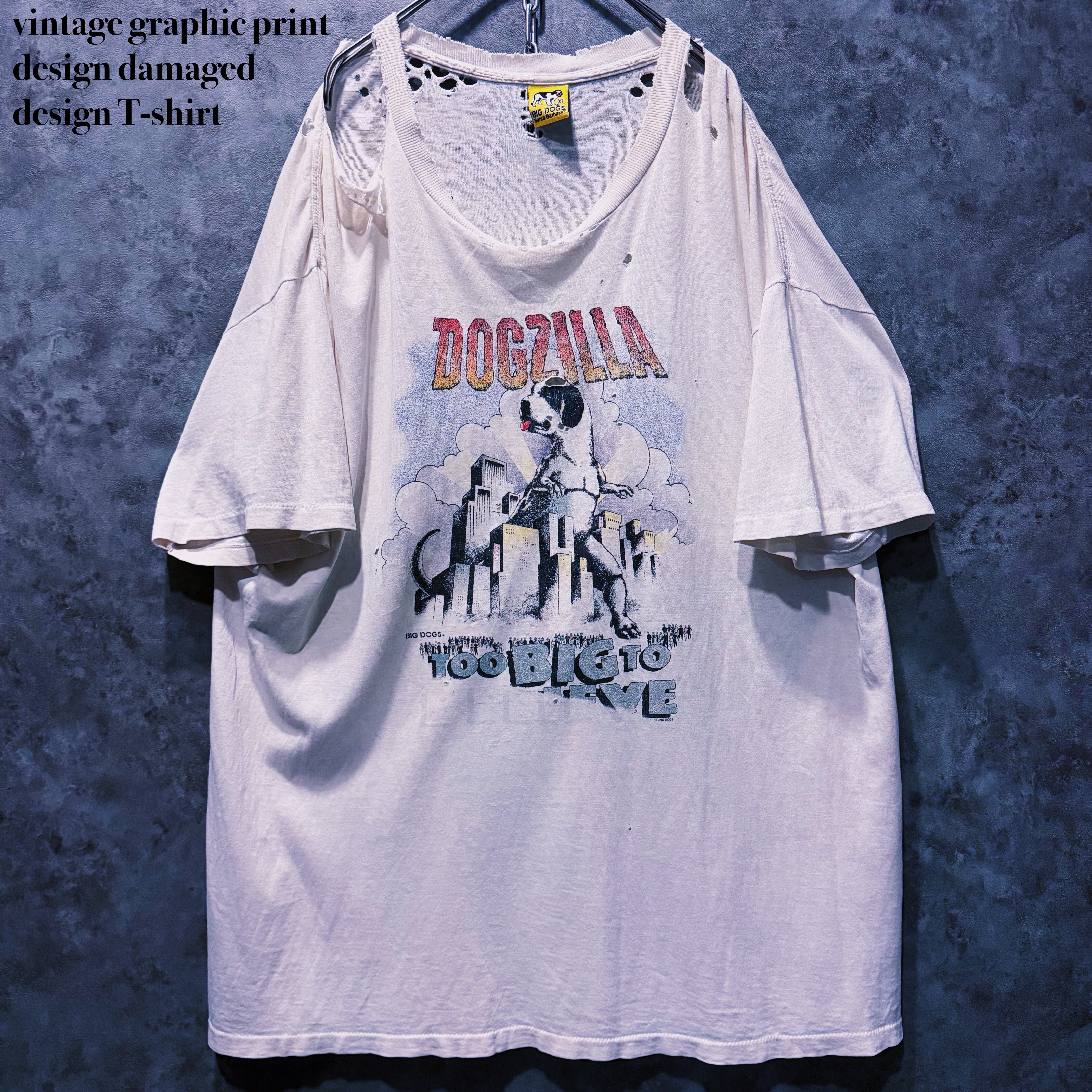 【doppio】vintage graphic print design damaged design T-shirt