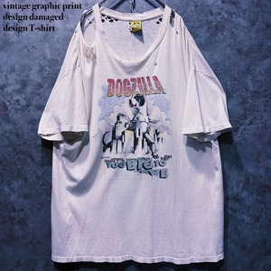 【doppio】vintage graphic print design damaged design T-shirt