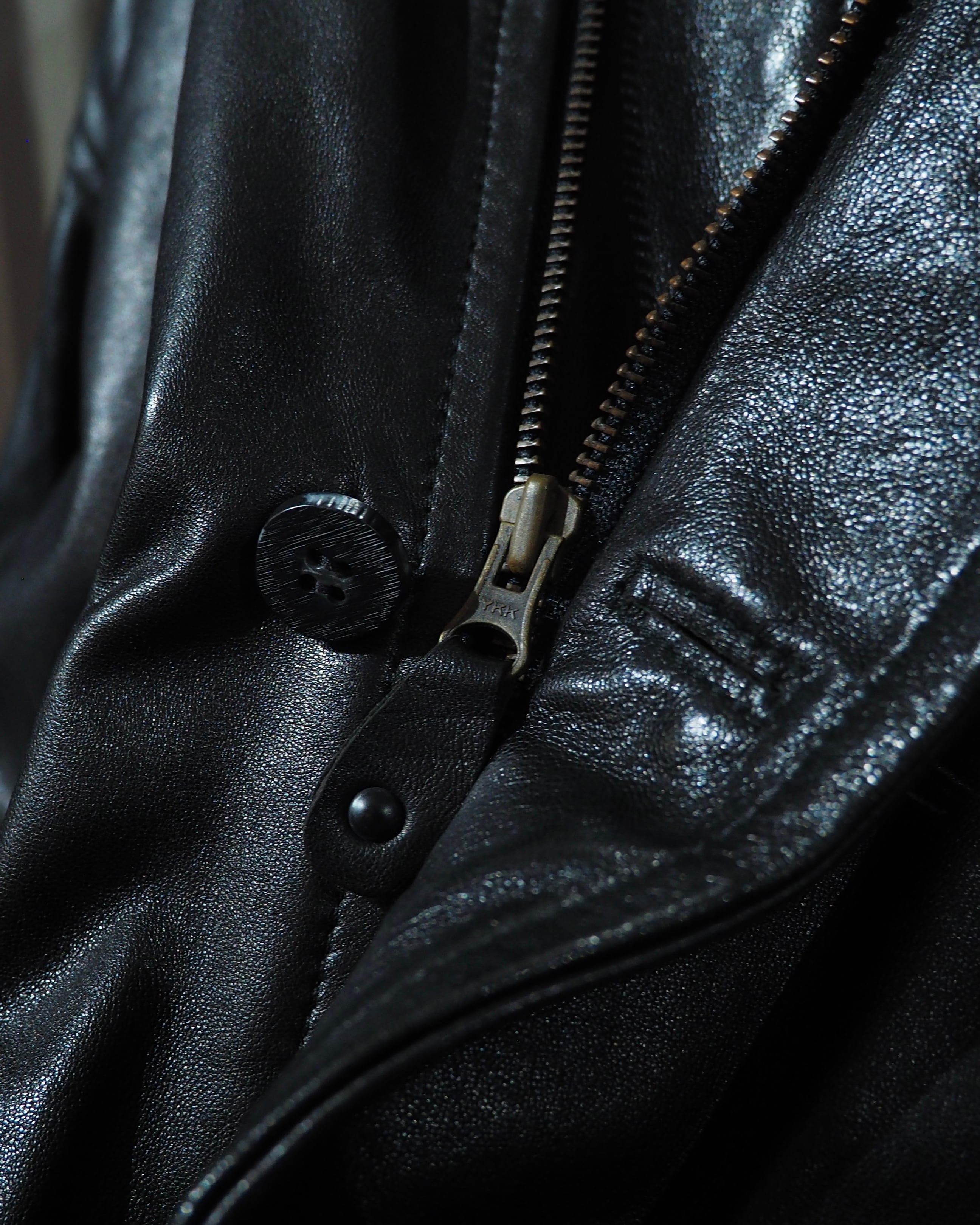 ” 艶美 ‐ Lustful Beauty ” Black Lamb Leather Vintage Half Coat Jacket