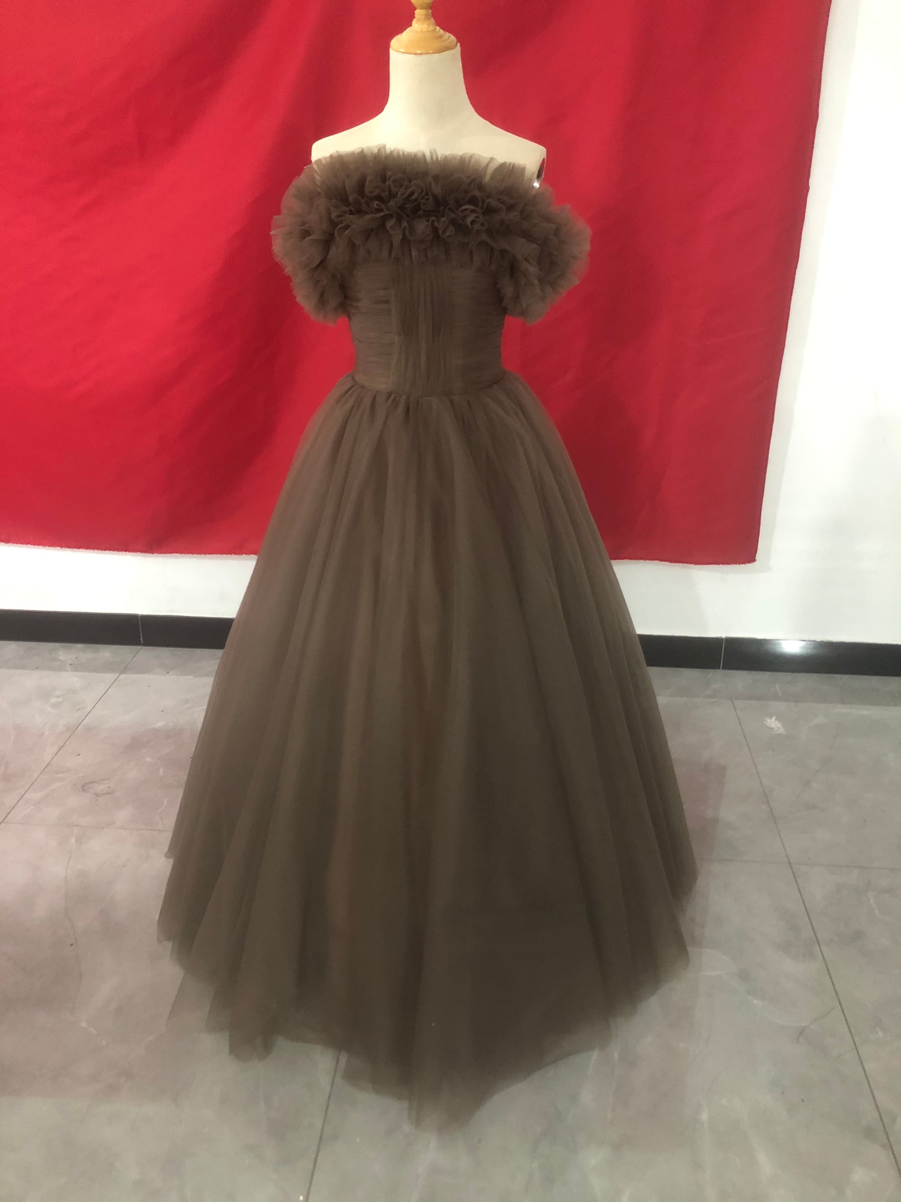 コピー：カラードレス コーヒーの色 2waysドレス 取り外しオフ  