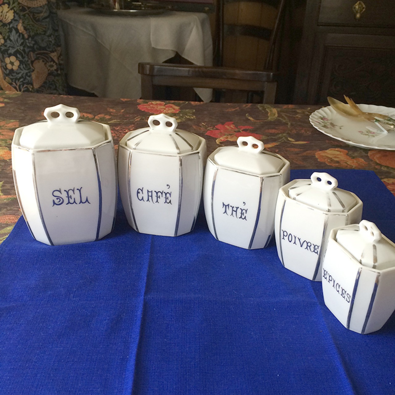 白い陶器キャニスター アンティーク 5個セット 14KWu18