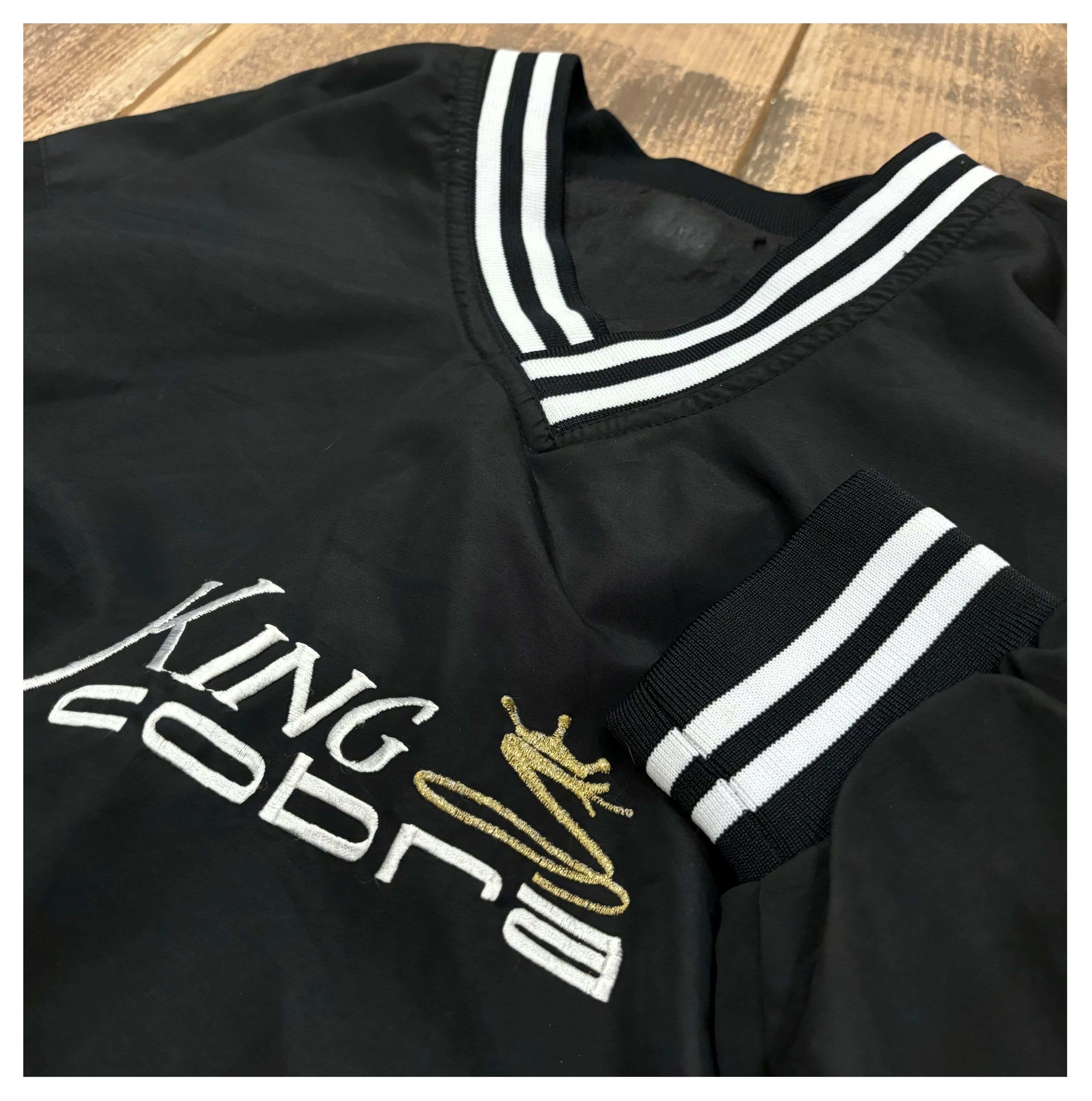 nylon pullover / 刺繍 ロゴ ナイロンジャケット プルオーバー ブラック myfave